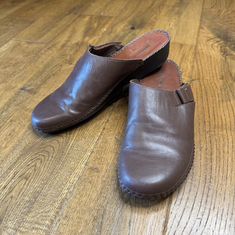 Naturalizer Leather Slip On Clogs Shoes Women's Comfort Brown Open Back Women 10